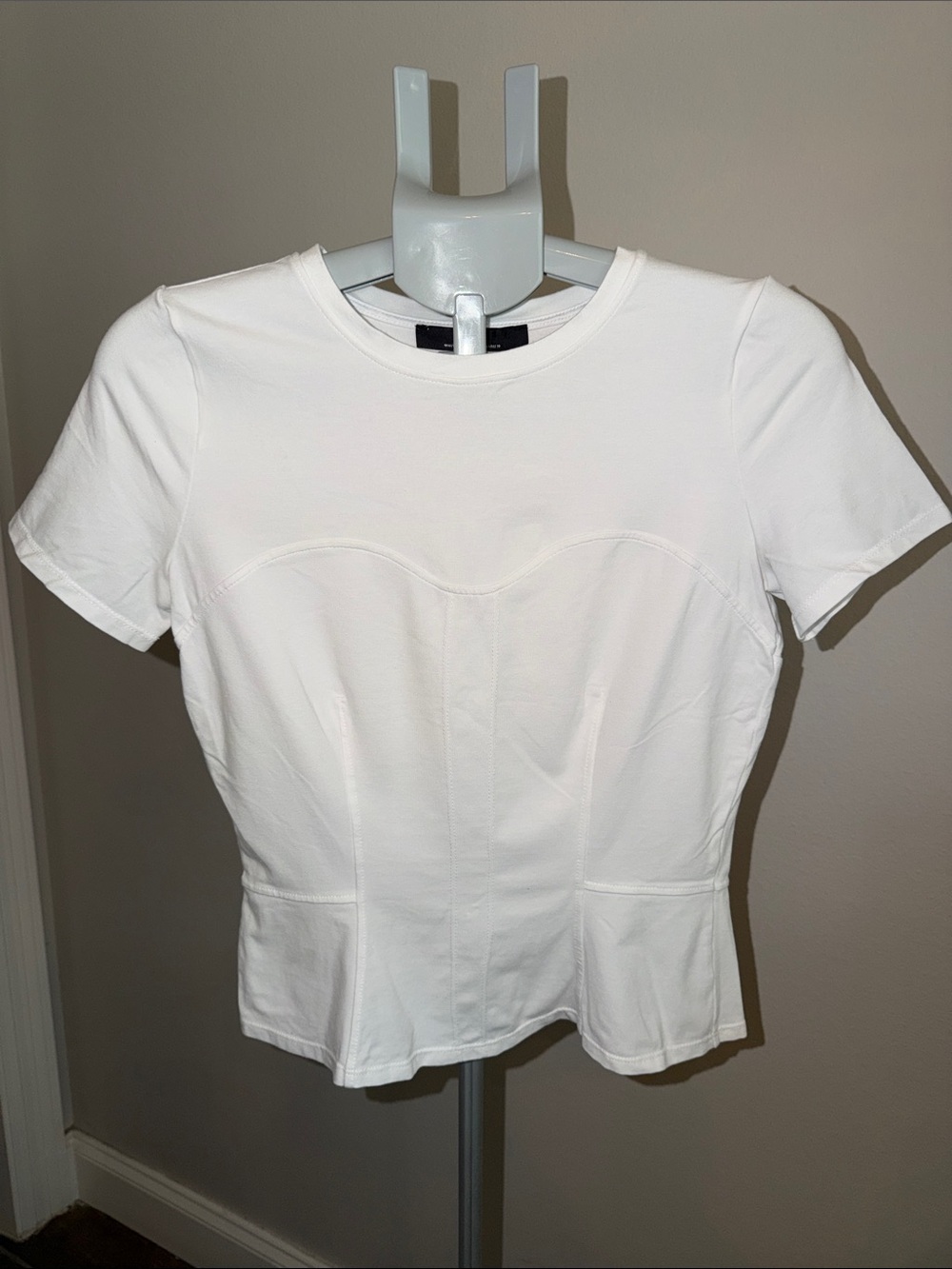 White House Black Market White Short-Sleeve Peplum Tee